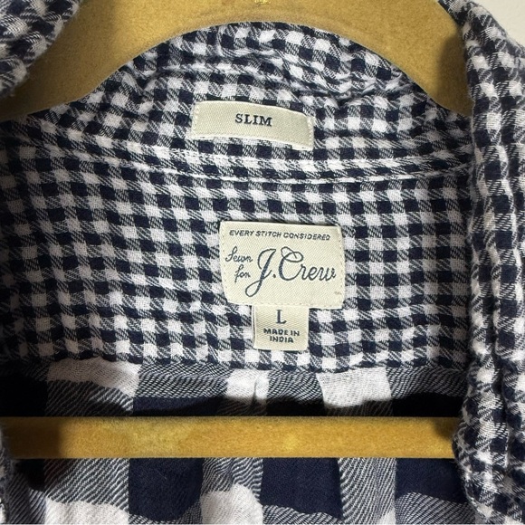 J. Crew Navy and White Gingham Shirt - Picture 7 of 9